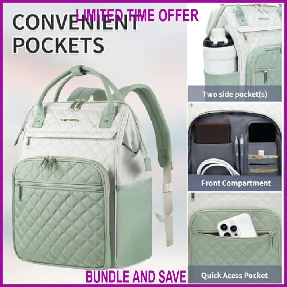 17 Inch Laptop Backpack Water Repellent USB Port Expandable Large Capacity - Picture 8 of 8